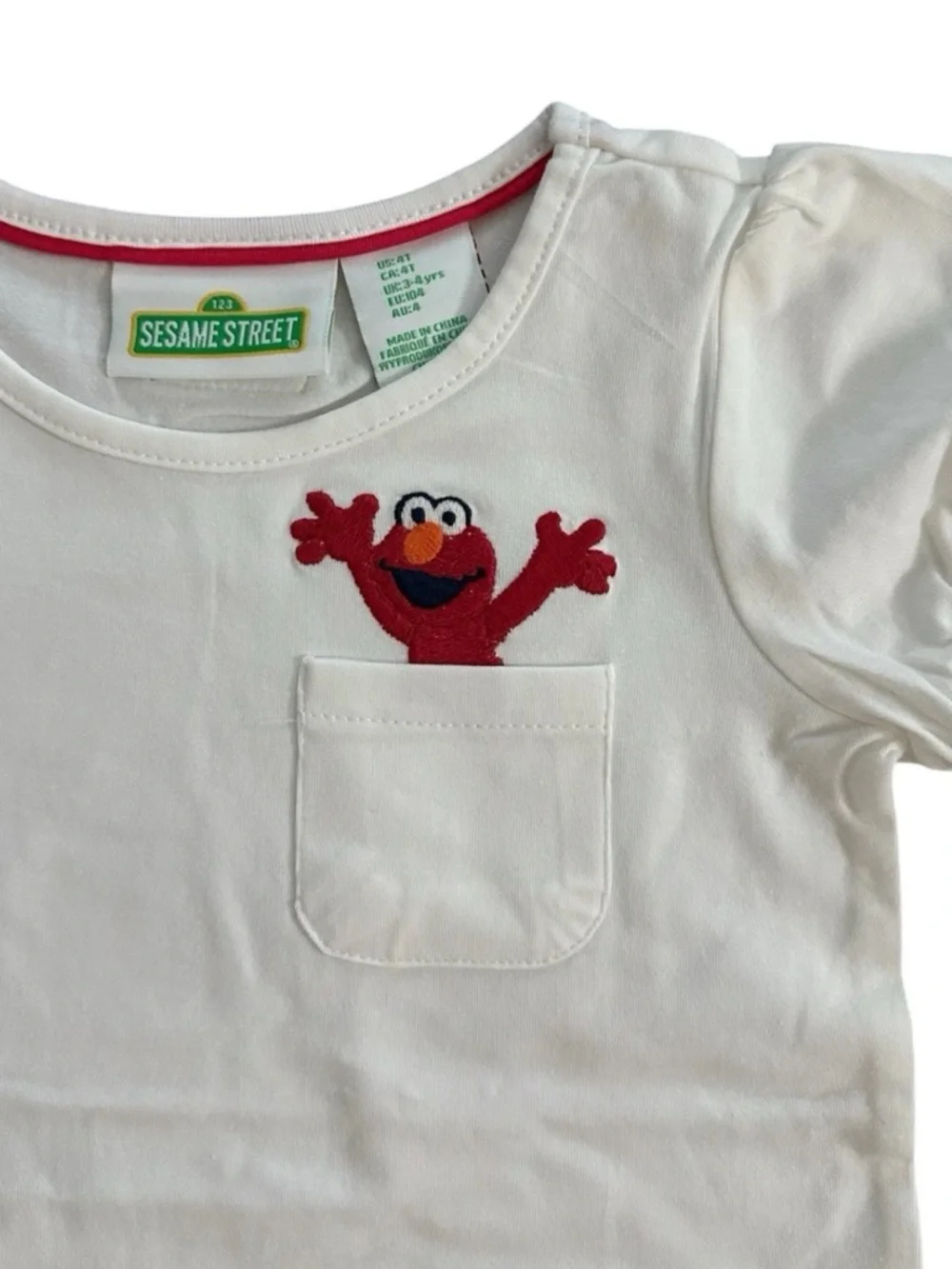 Elmo Polka Dot Hooded Jacket + Elmo Pocket Tee & Red Leggings Set Girls 4T NWT